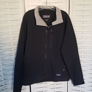 Patagonia Black And Gray Collar Full Zip Men's Jacket Size L